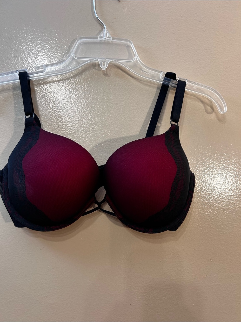 Maidenform Wine and Black Lace Push-Up Bra